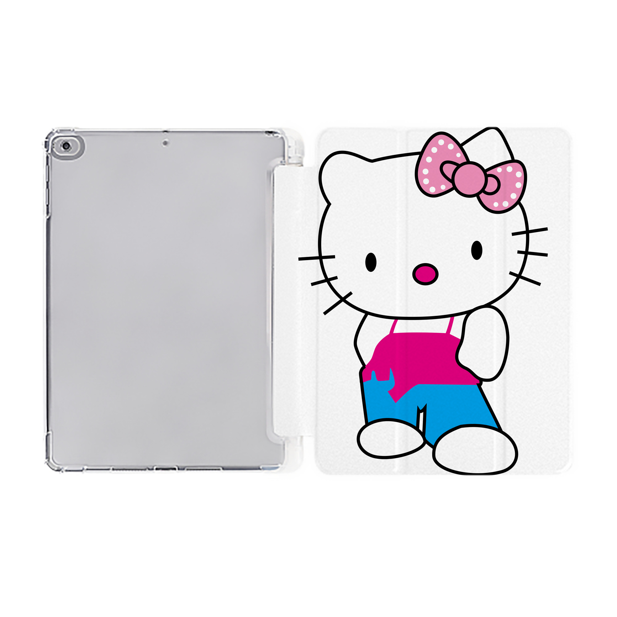 （画像用） Hello Kitty ハローキティ IPad ケース ペン収納付き 三つ折りスタンド PUレザー×シリコン 対応機種9.5/10.5/10.9インチ